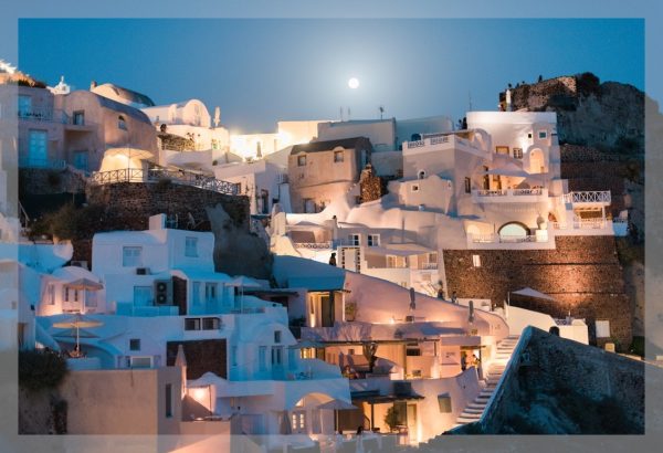 Lunar Glow Over Oia